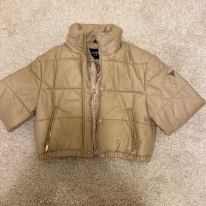 Tan guess leather puffer